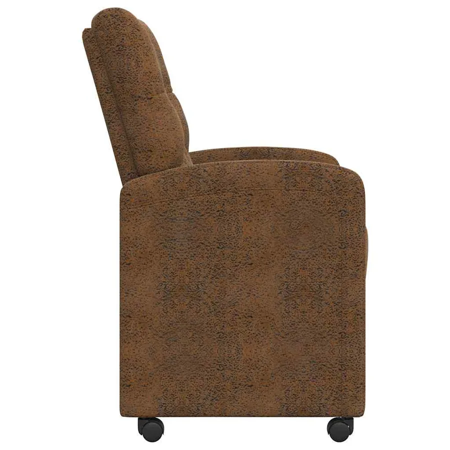 Chaises de Salle à Manger avec Roues 2 pcs Marron Simili daim - 5