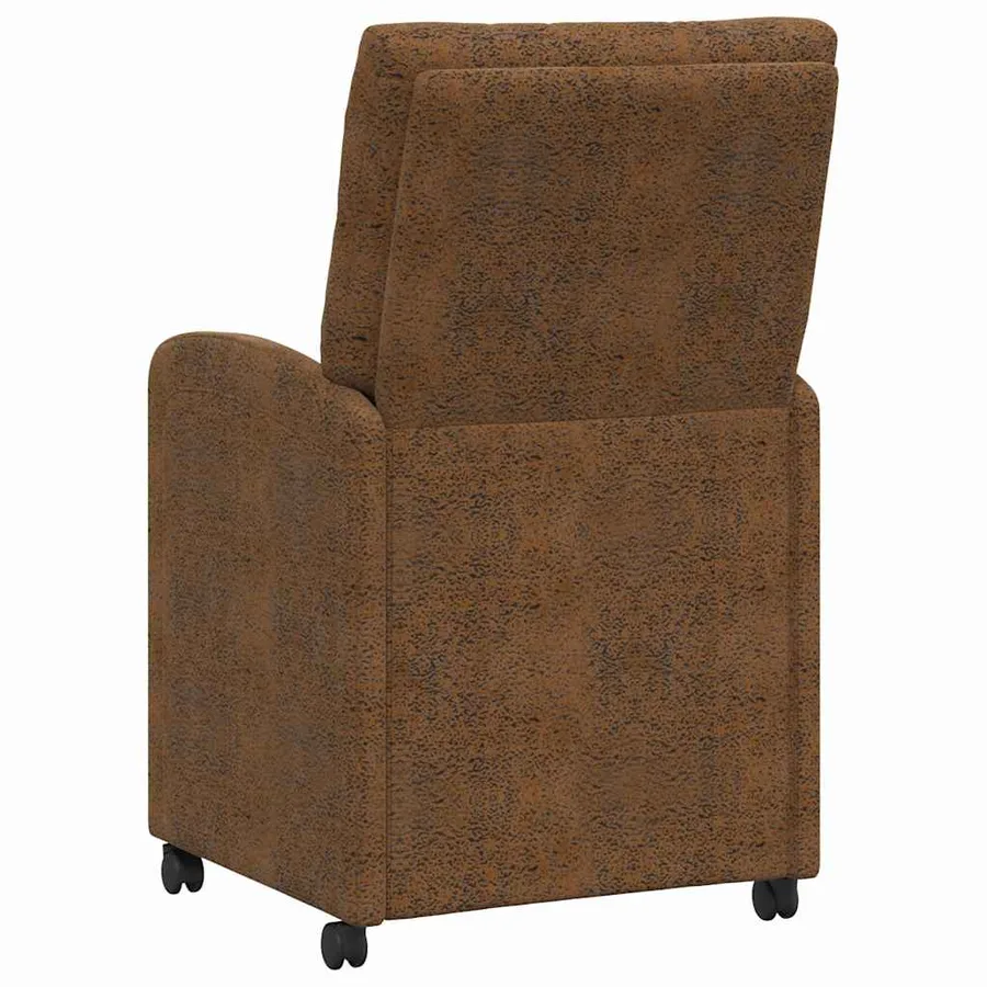 Chaises de Salle à Manger avec Roues 2 pcs Marron Simili daim - 6
