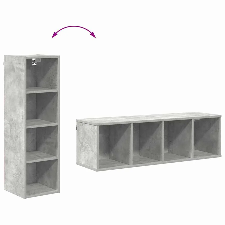 Armoire suspendue avec stockage Gris béton 30 x 29,5 x 100 cm - 10