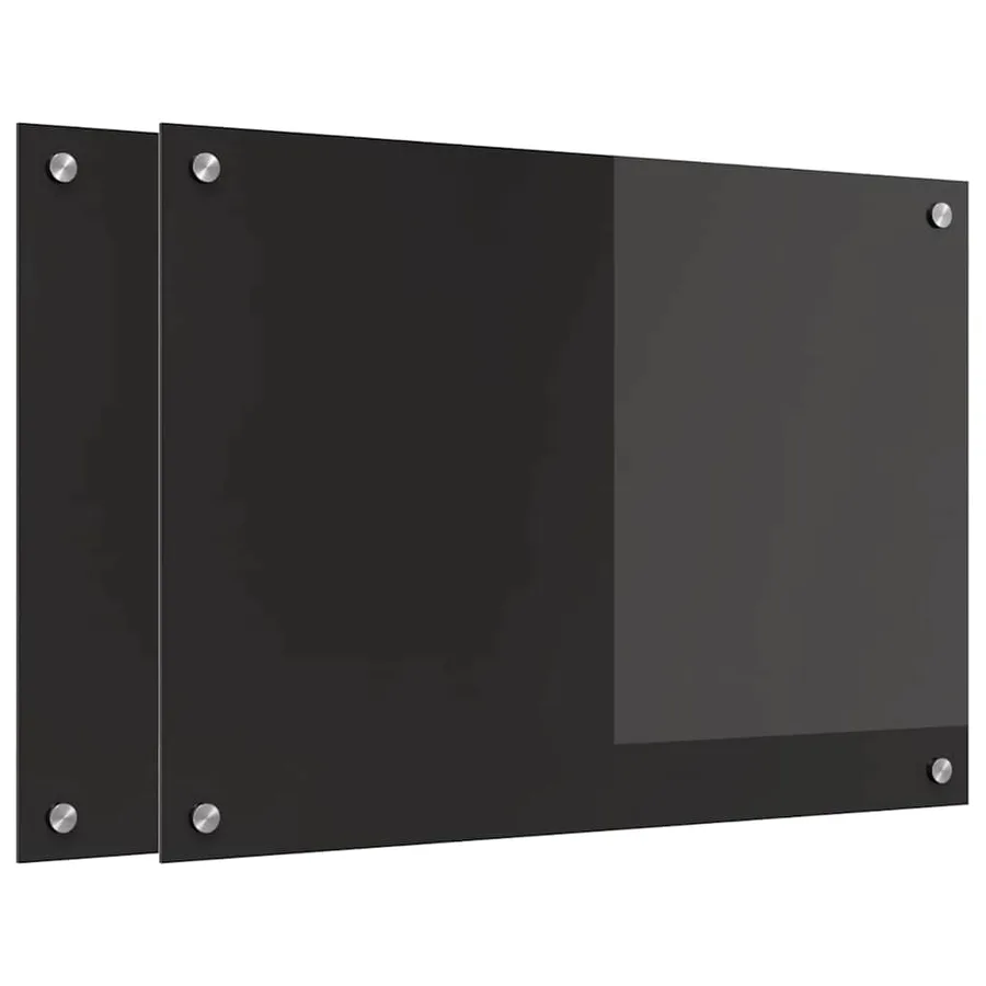 Crédence de cuisine 2 pcs Noir 70 x 50 cm verre trempé - 2