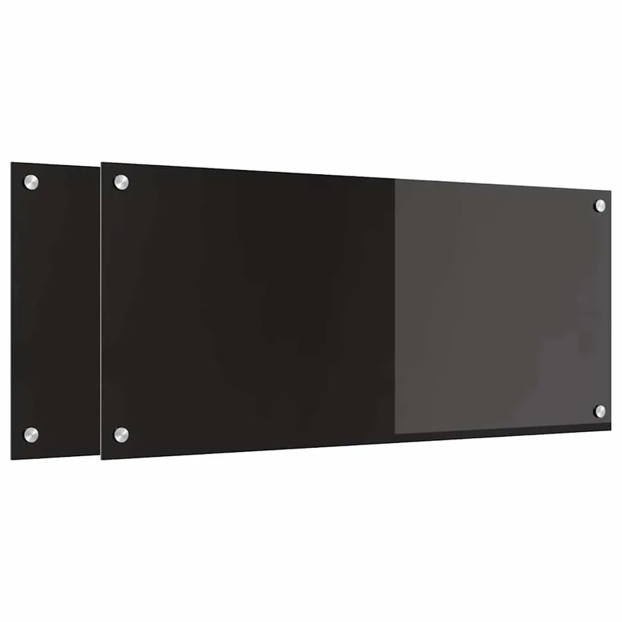 Crédence de cuisine 2 pcs Noir 90 x 40 cm verre trempé - 2