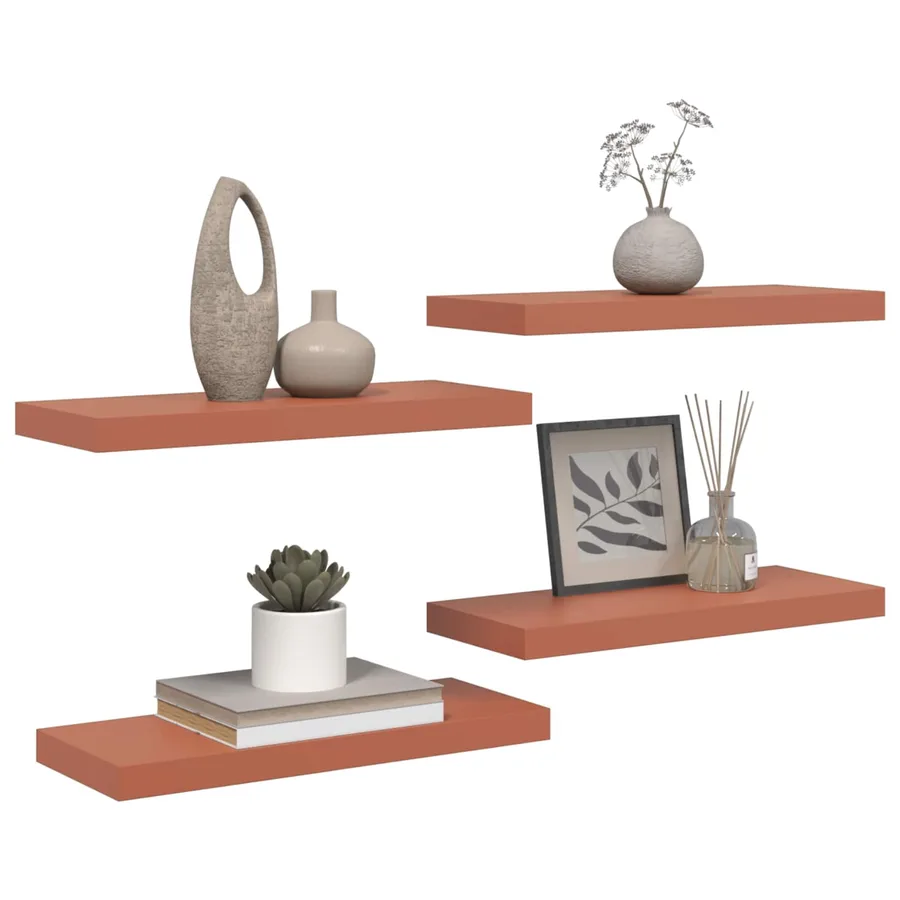 Étagère Murale 4 pcs Rouge 60 x 23 x 4 cm Bois d'ingénierie - 3