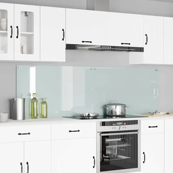 Crédence de cuisine 2 pcs Blanc 100 x 60 cm verre trempé