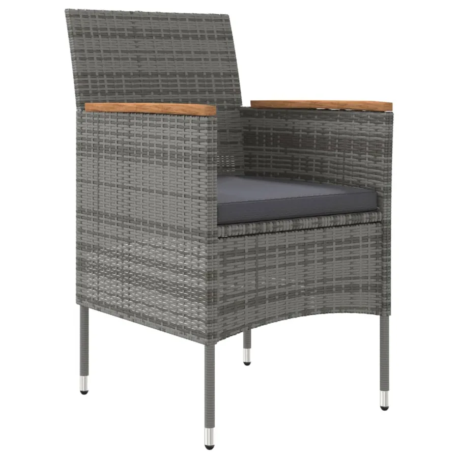 Ensemble à manger de jardin coussins 7pcs Gris et noir - 3