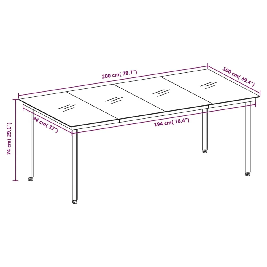 Ensemble à manger de jardin coussins 7pcs Gris et noir - 7
