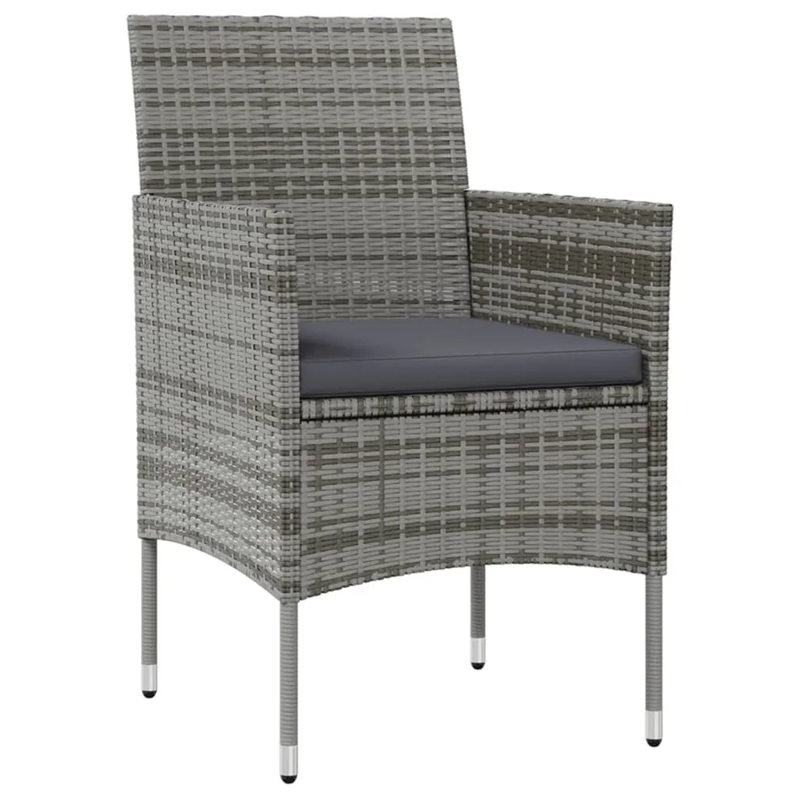 Salon de jardin 8 pcs avec coussins résine tressée gris - 6