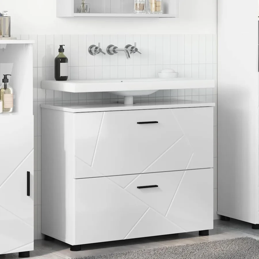 Cabinet de salle de bain Blanc brillant 76,5 x 35 x 64 cm