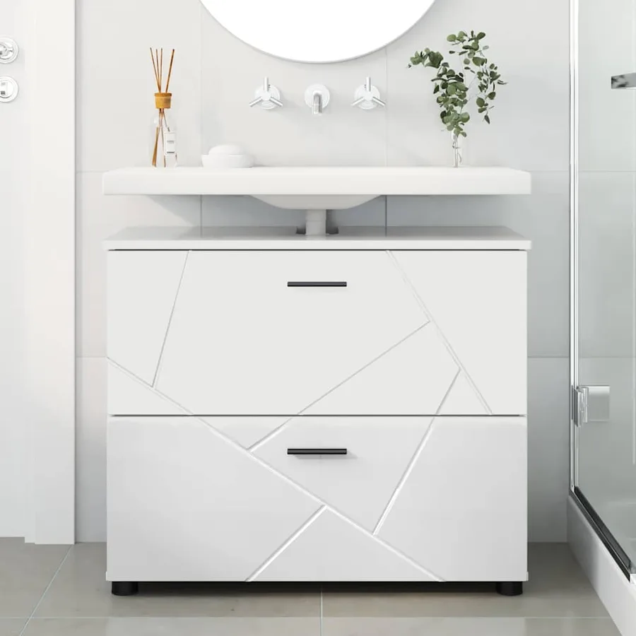 Cabinet de salle de bain Blanc brillant 76,5 x 35 x 64 cm - 4