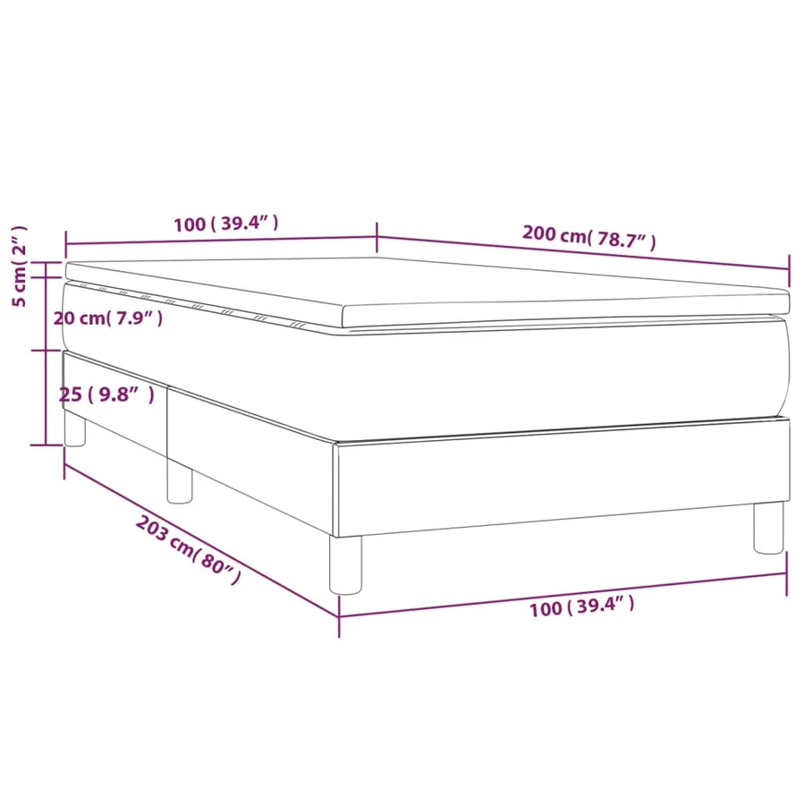 Sommier à lattes de lit avec matelas Gris clair 100x200cm Tissu - 10