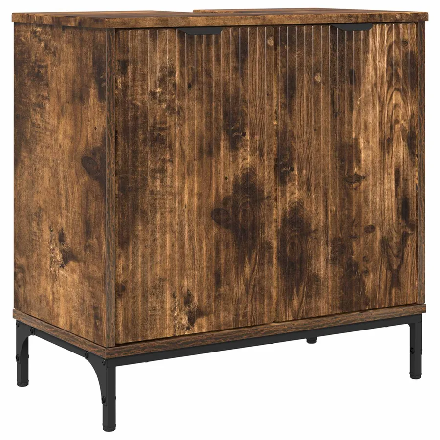 Meuble de Lavabo de Salle de Bain avec stockage Chêne fumé - 2