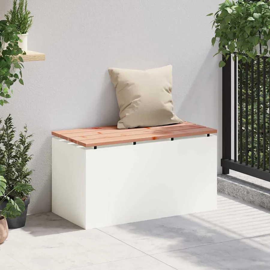 Banc de jardin Blanc 80 x 40 x 43 cm Acier - 3