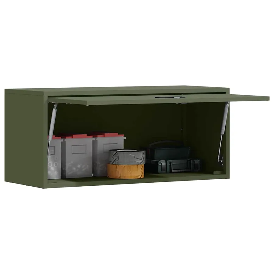 Armoire murale pour garage Vert olive 80 x 33 x 35 cm - 3