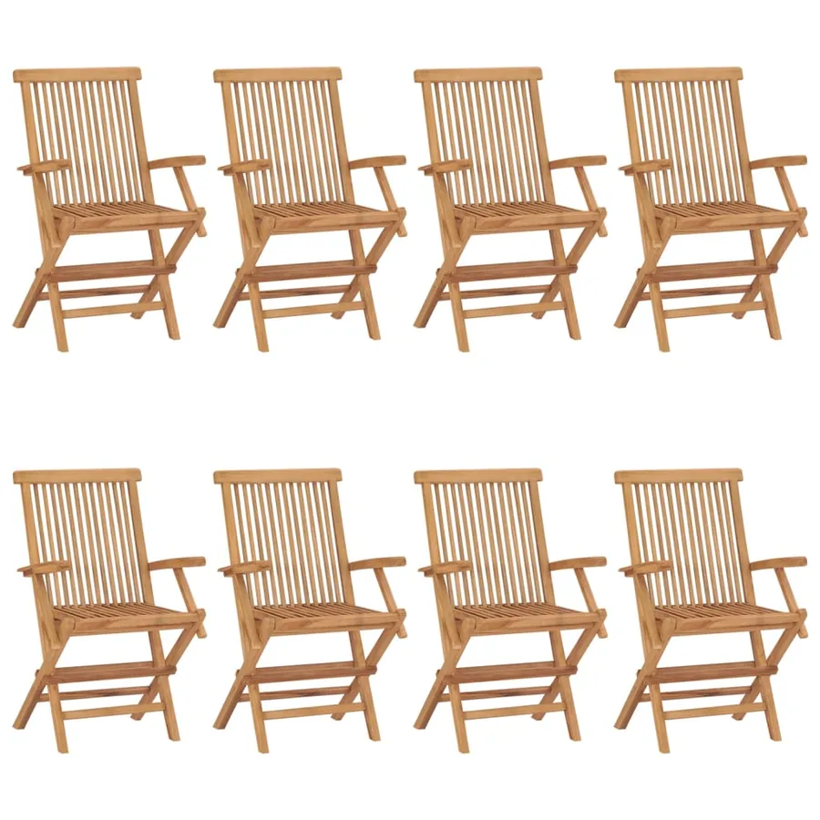 Chaises de jardin lot de 8 Bois de teck massif