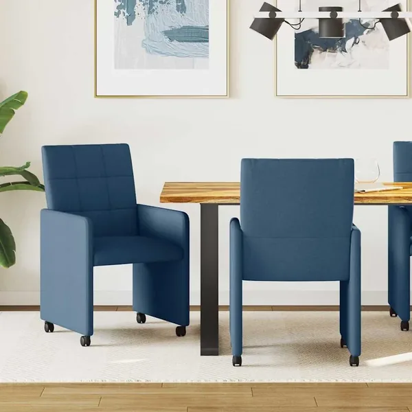 Chaises de Salle à Manger avec Roues 2 pcs Bleu 58 x 65 x 94 cm