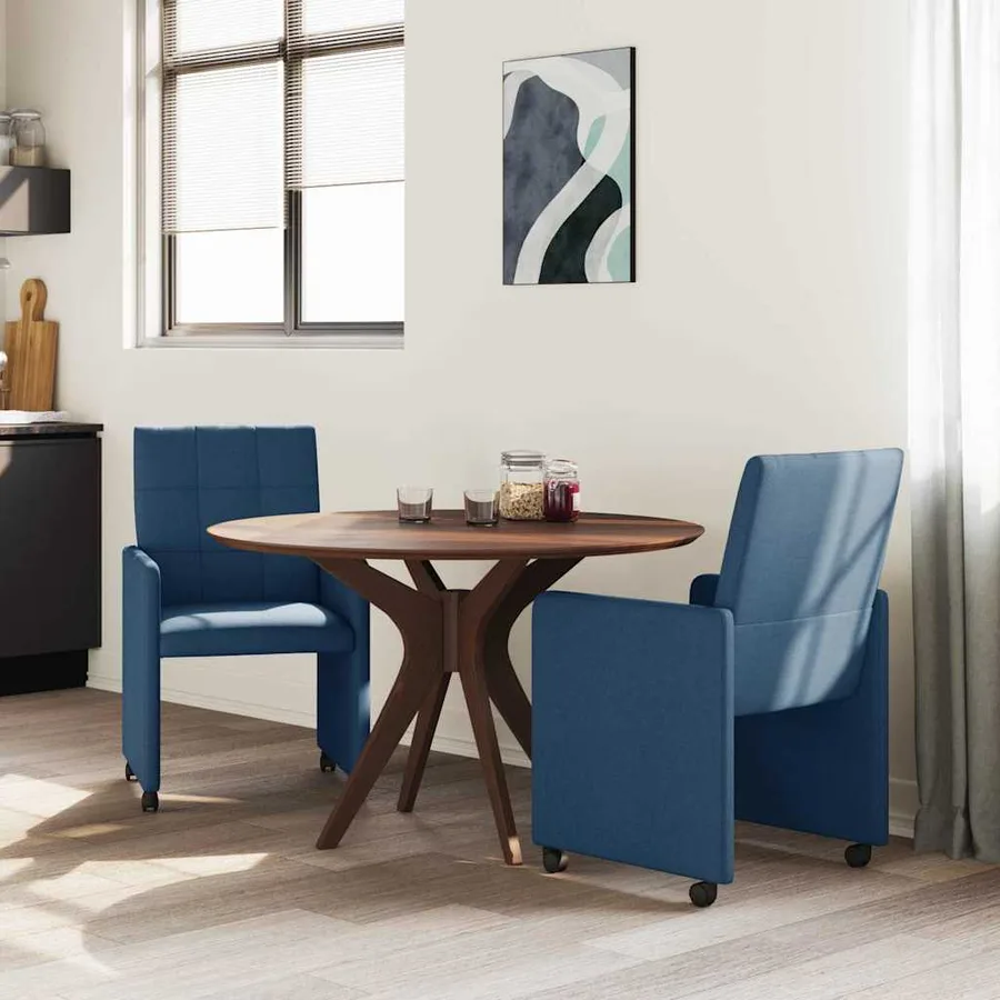 Chaises de Salle à Manger avec Roues 2 pcs Bleu 58 x 65 x 94 cm - 3