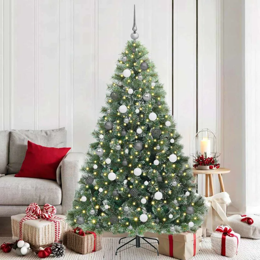 Sapin de Noël artificiel avec 300 LED Vert 180 cm PE et PVC