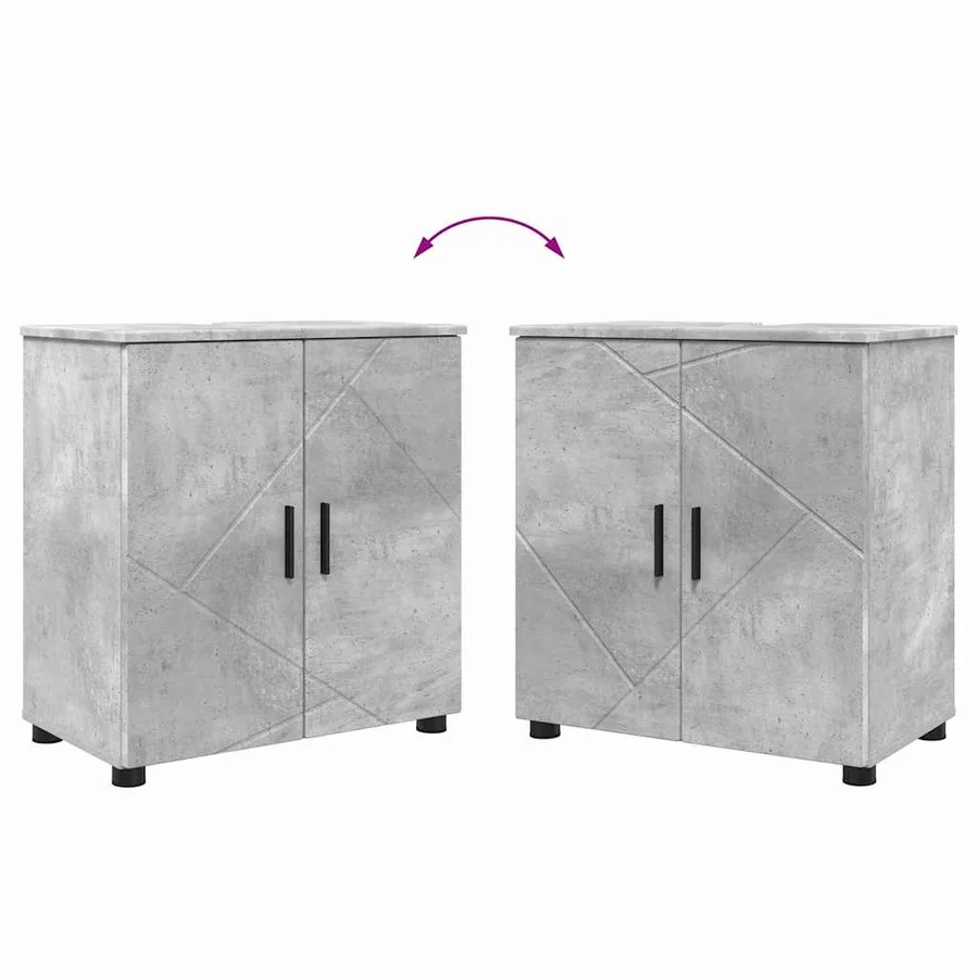 Ensemble de mobilier de salle de bain 2 pcs Gris béton - 8