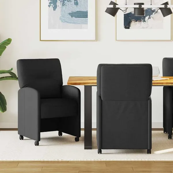 Chaises de Salle à Manger avec Roues 2 pcs Noir 57 x 67 x 95 cm