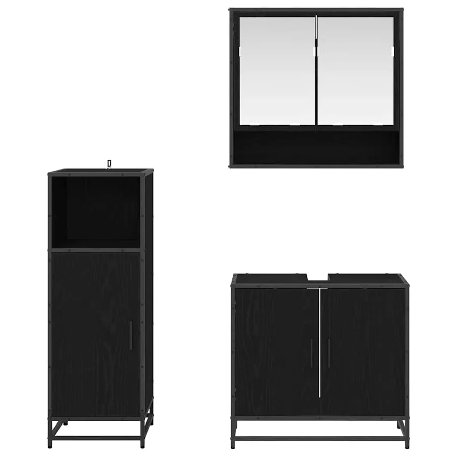 Ensemble de mobilier de salle de bain 3 pcs Chêne noir - 4