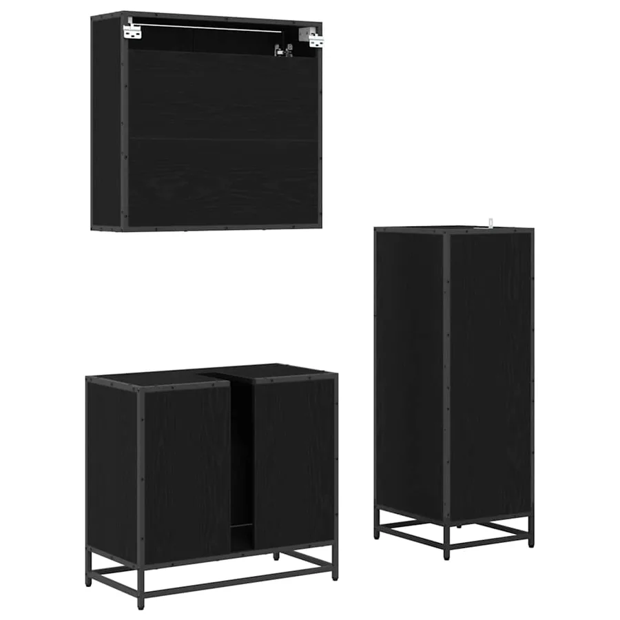 Ensemble de mobilier de salle de bain 3 pcs Chêne noir - 5