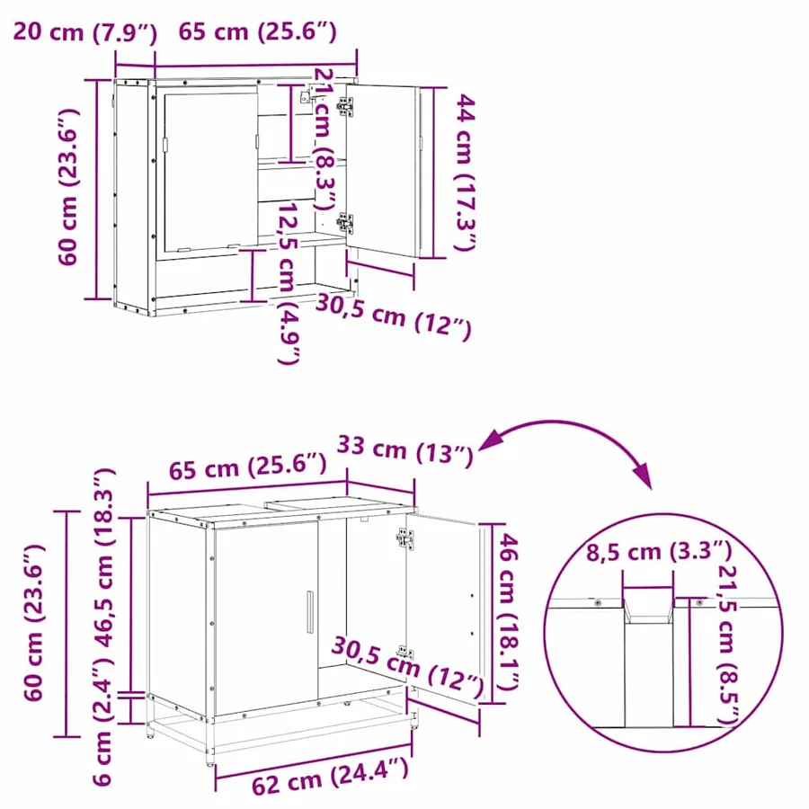 Ensemble de mobilier de salle de bain 4 pcs Chêne noir - 17