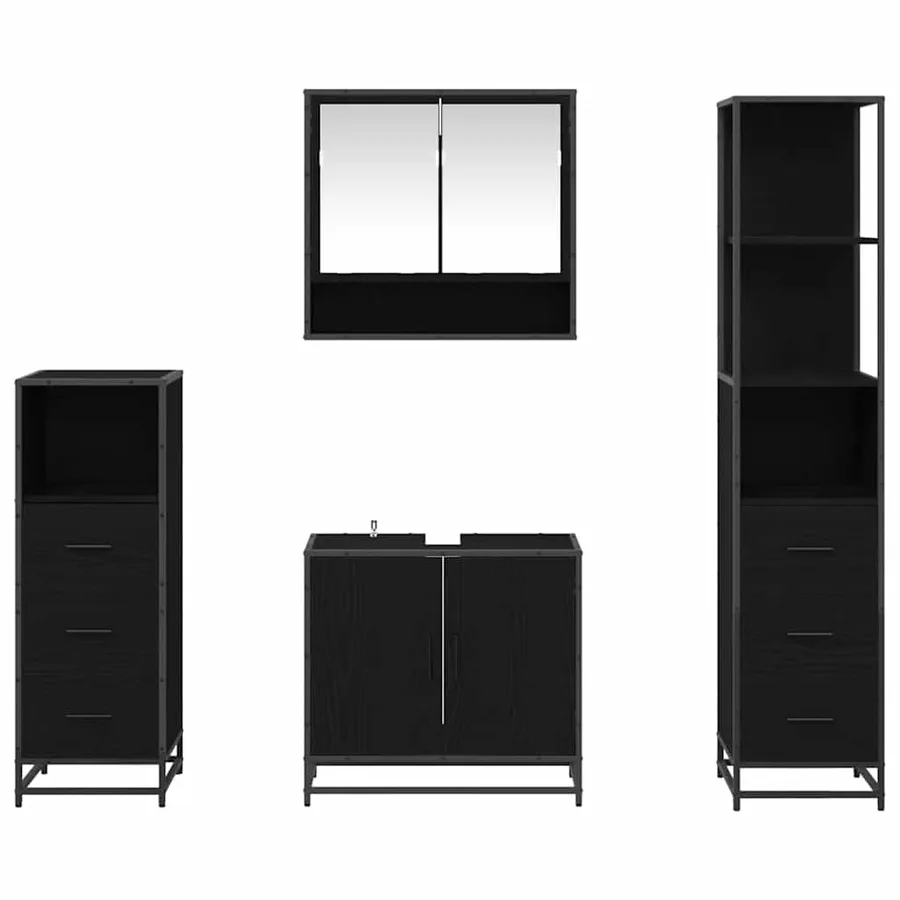 Ensemble de mobilier de salle de bain 4 pcs Chêne noir - 9