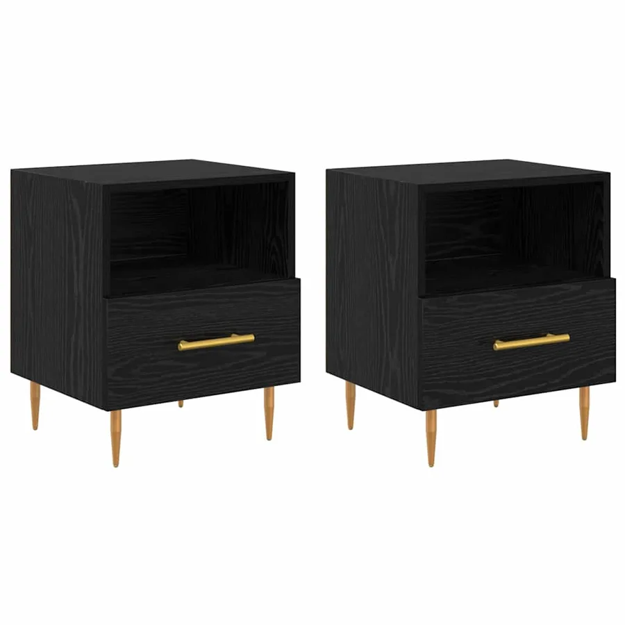 Table de chevet 2 pcs Noir 40 x 35 x 47,5 cm Bois d'ingénierie - 2