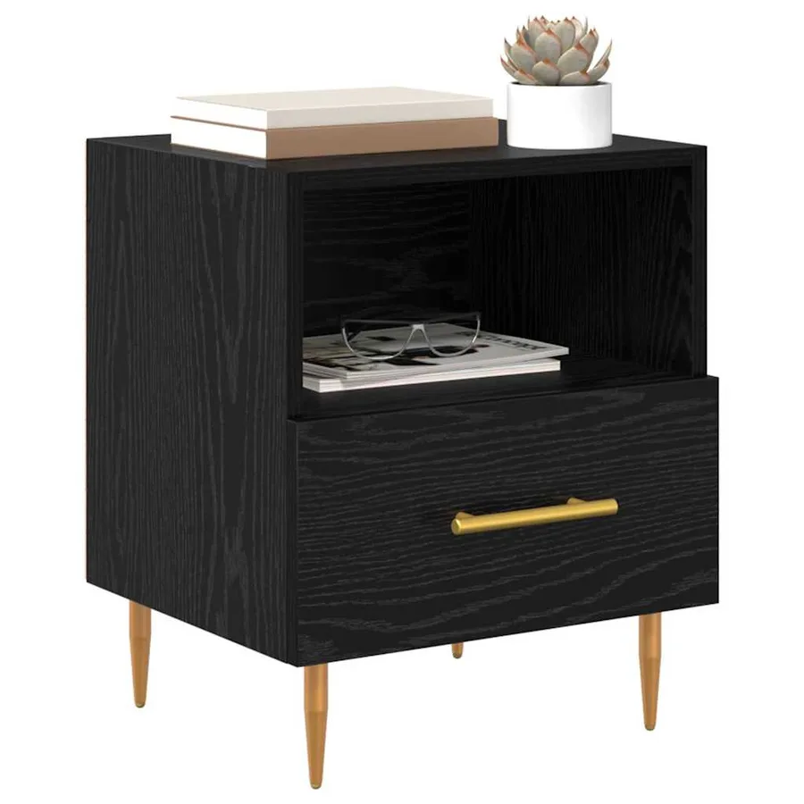Table de chevet 2 pcs Noir 40 x 35 x 47,5 cm Bois d'ingénierie - 3