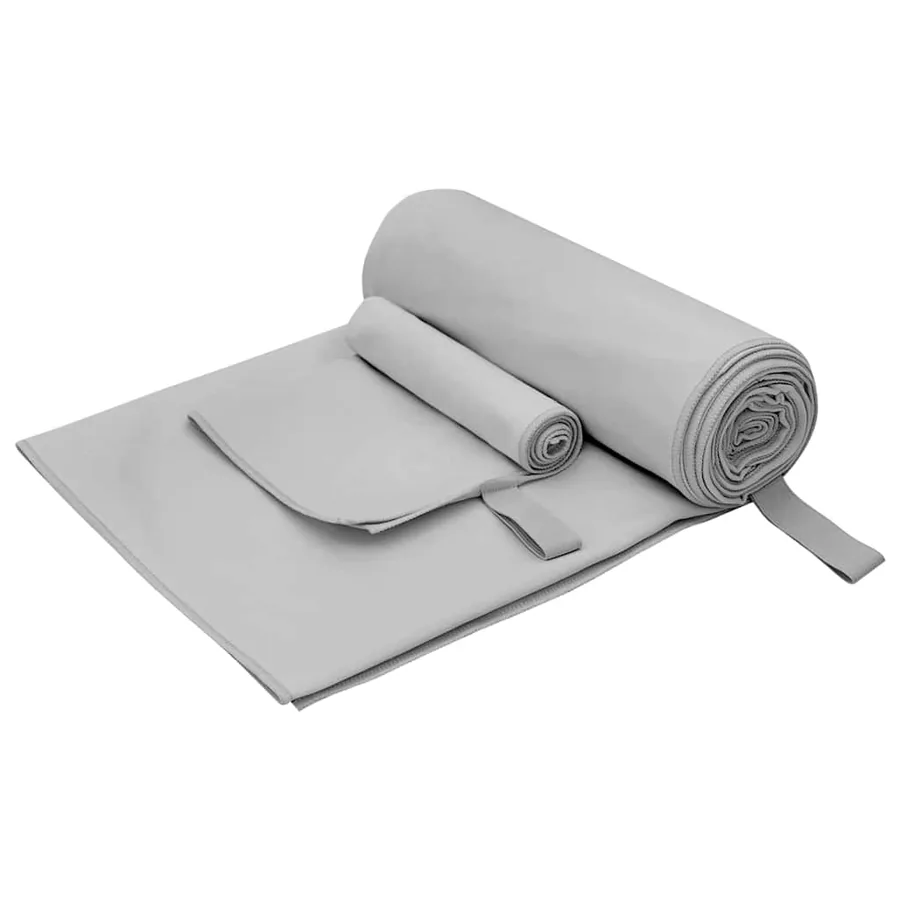 Set de serviettes de sport 2 pcs Gris tissu