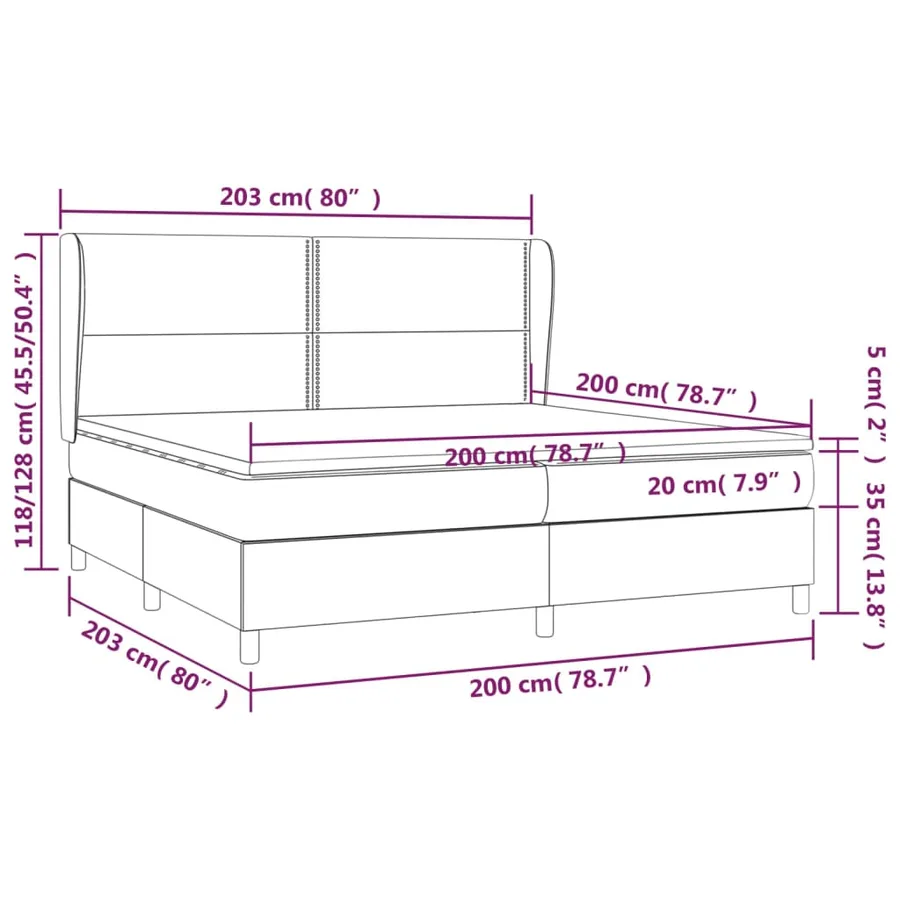 Sommier à lattes de lit et matelas Gris clair 200x200cm Velours - 7