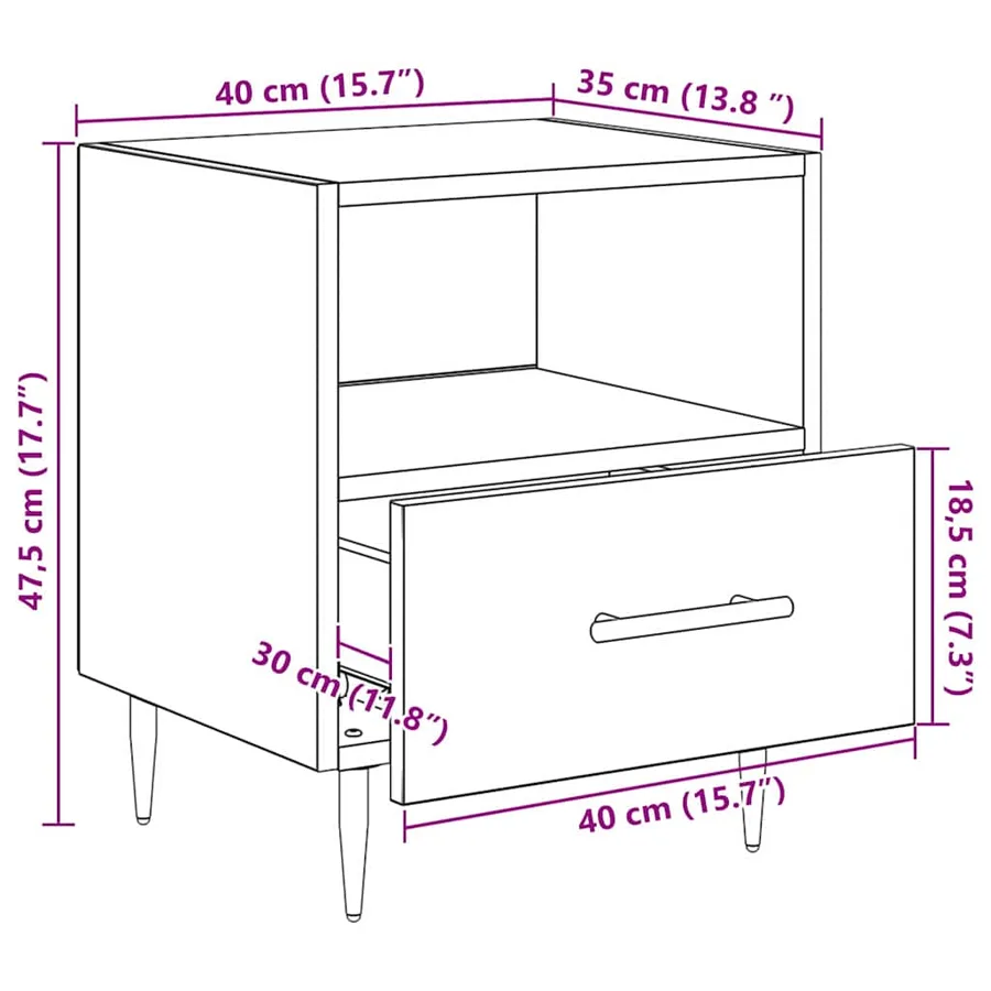 Table de chevet Marron 40 x 35 x 47,5 cm Bois d'ingénierie - 13