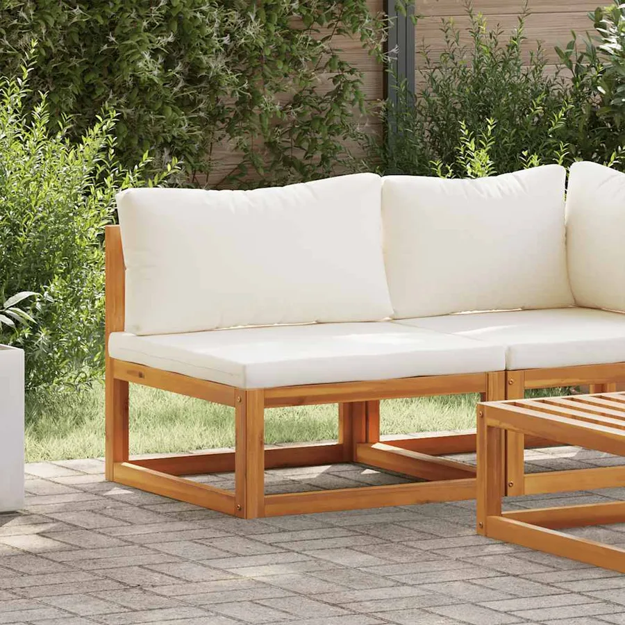Canapé central sectionnel et coussin blanc crème Bois d'acacia - 3