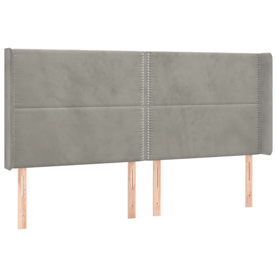 Tête de lit avec oreilles Gris clair 203x16x118/128 cm Velours - 2