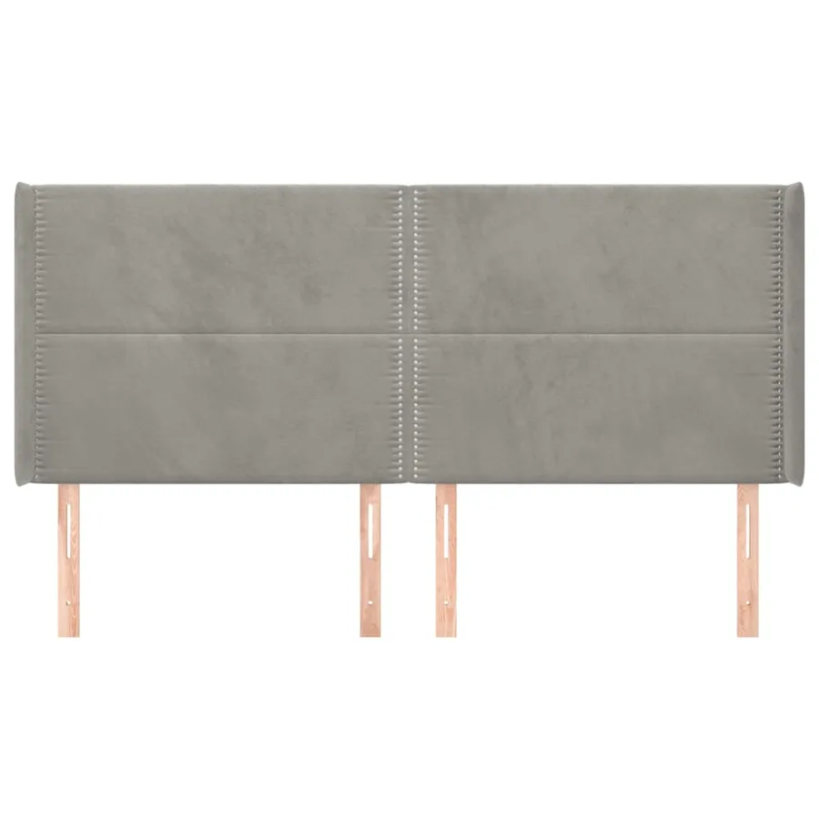 Tête de lit avec oreilles Gris clair 203x16x118/128 cm Velours - 3