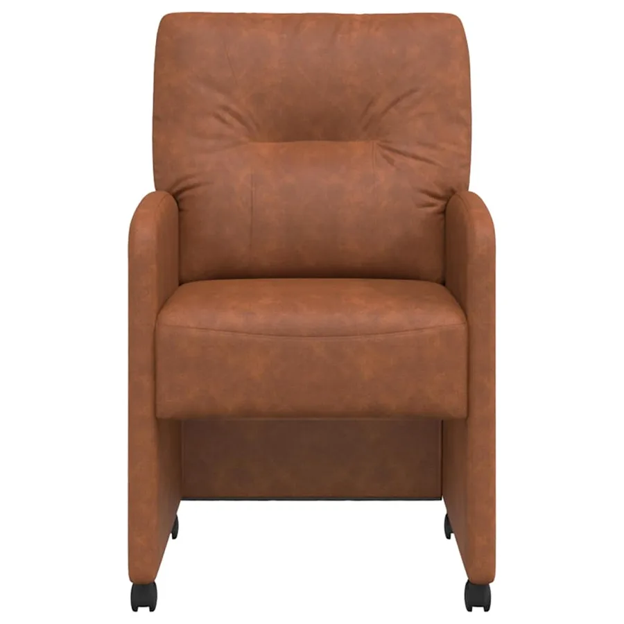 Chaises de Salle à Manger avec Roues 2 pcs Marron Simili cuir - 4