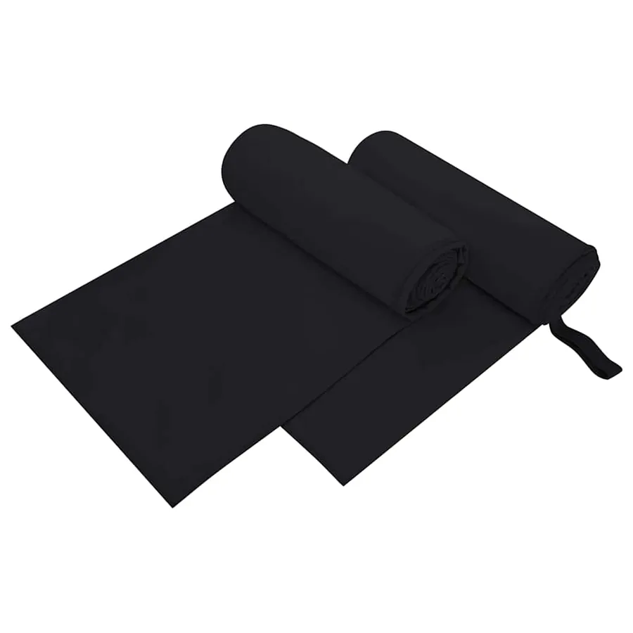 Serviettes de sport 2 pcs Noir 200 x 100 cm