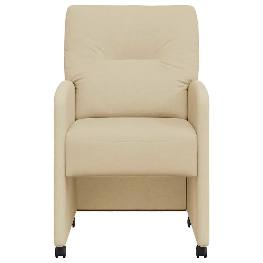 Chaises de Salle à Manger avec Roues 2 pcs Crème tissu - 4
