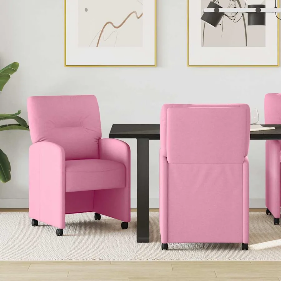 Chaises de Salle à Manger avec Roues 2 pcs Rose 57 x 67 x 95 cm