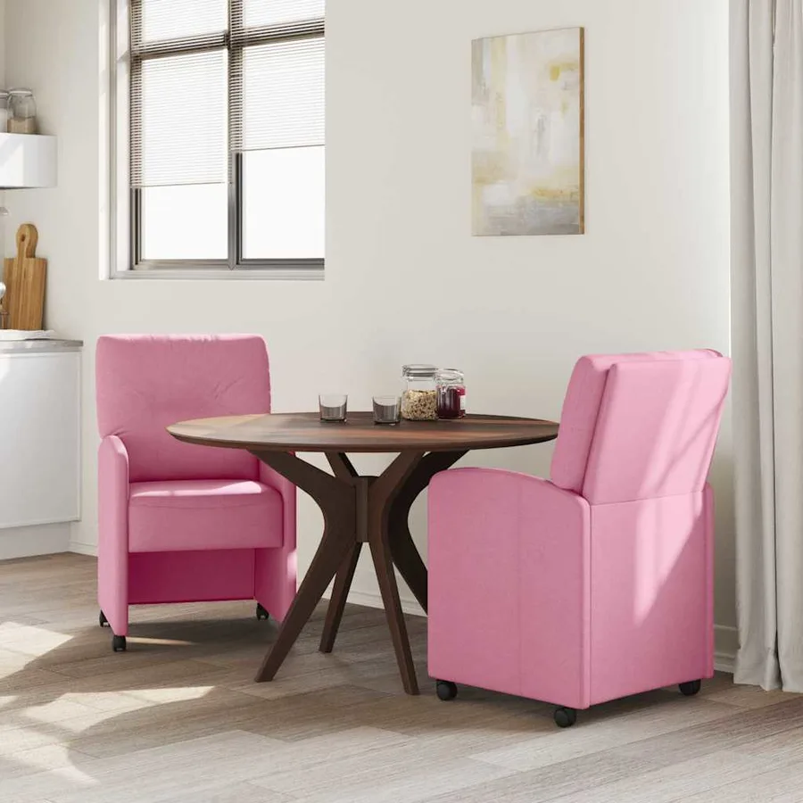 Chaises de Salle à Manger avec Roues 2 pcs Rose 57 x 67 x 95 cm - 3