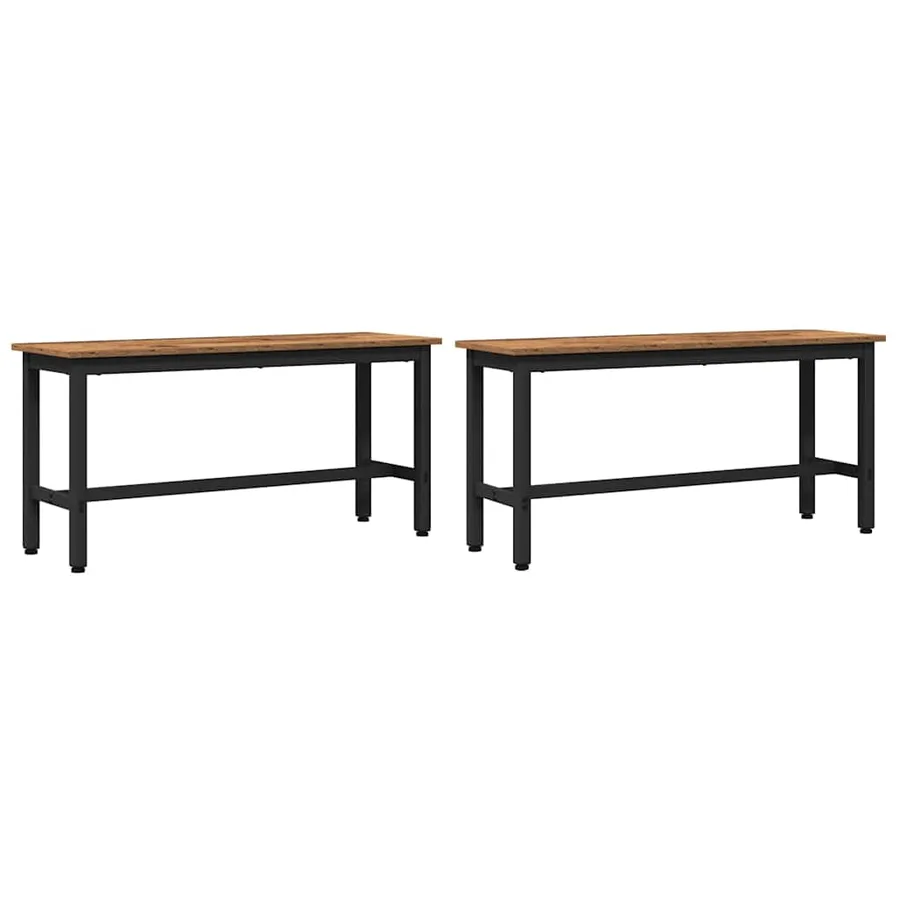 Banc de salle à manger 2 pcs Bois ancien 100 x 32,5 x 48,5 cm - 2