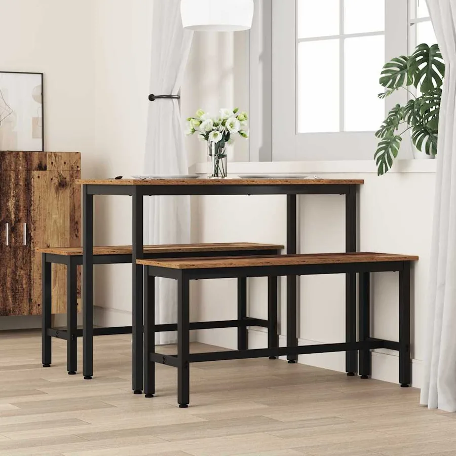 Banc de salle à manger 2 pcs Bois ancien 100 x 32,5 x 48,5 cm - 3