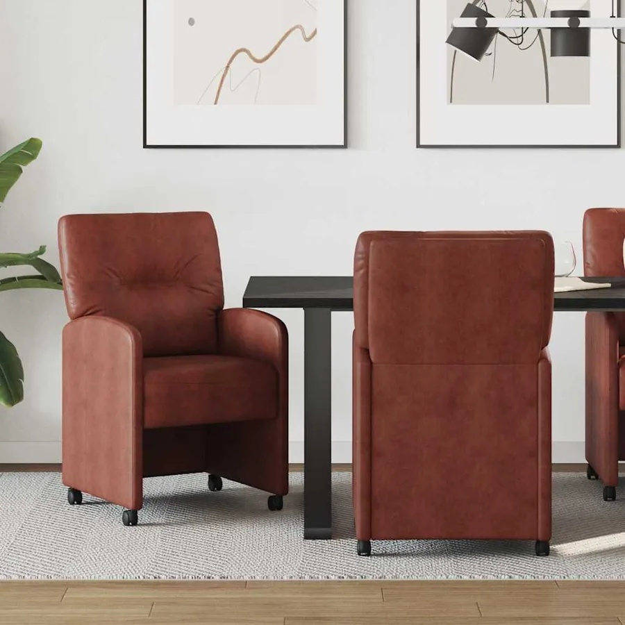 Chaises de Salle à Manger avec Roues 2 pcs Marron brillant