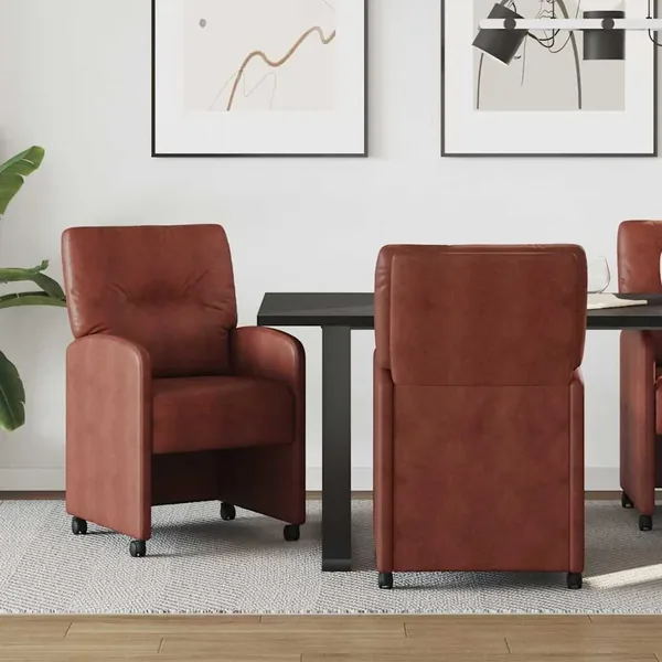Chaises de Salle à Manger avec Roues 2 pcs Marron brillant