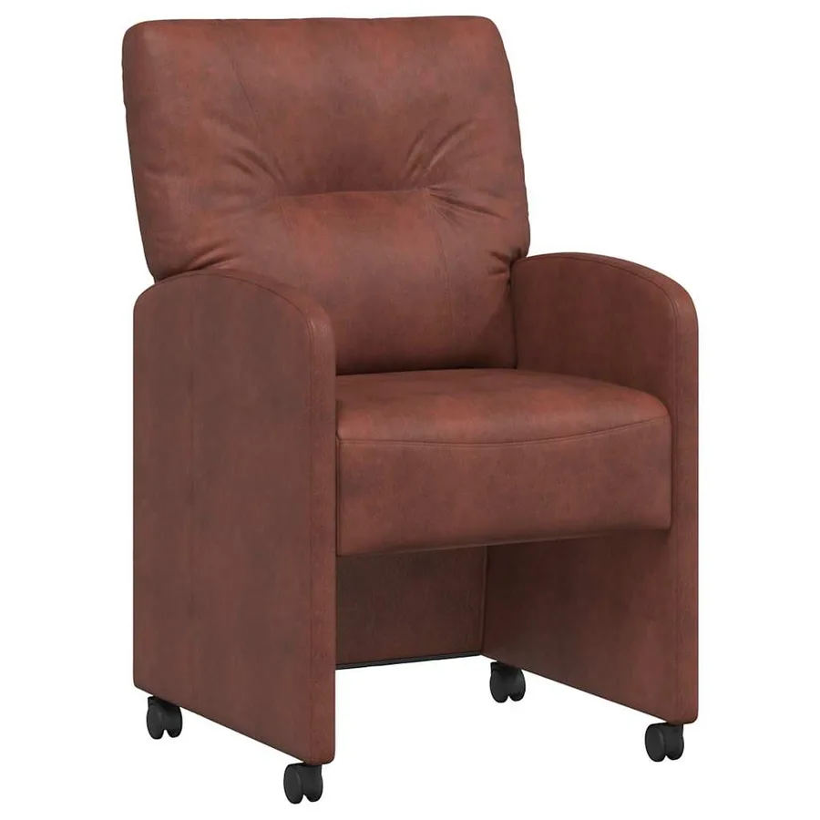 Chaises de Salle à Manger avec Roues 2 pcs Marron brillant - 2