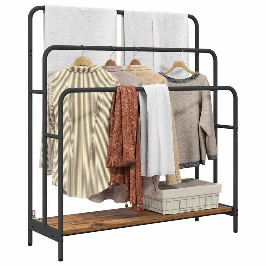 Porte-vêtements avec étagère Bois ancien 90 x 30 x 100,5 cm - 3