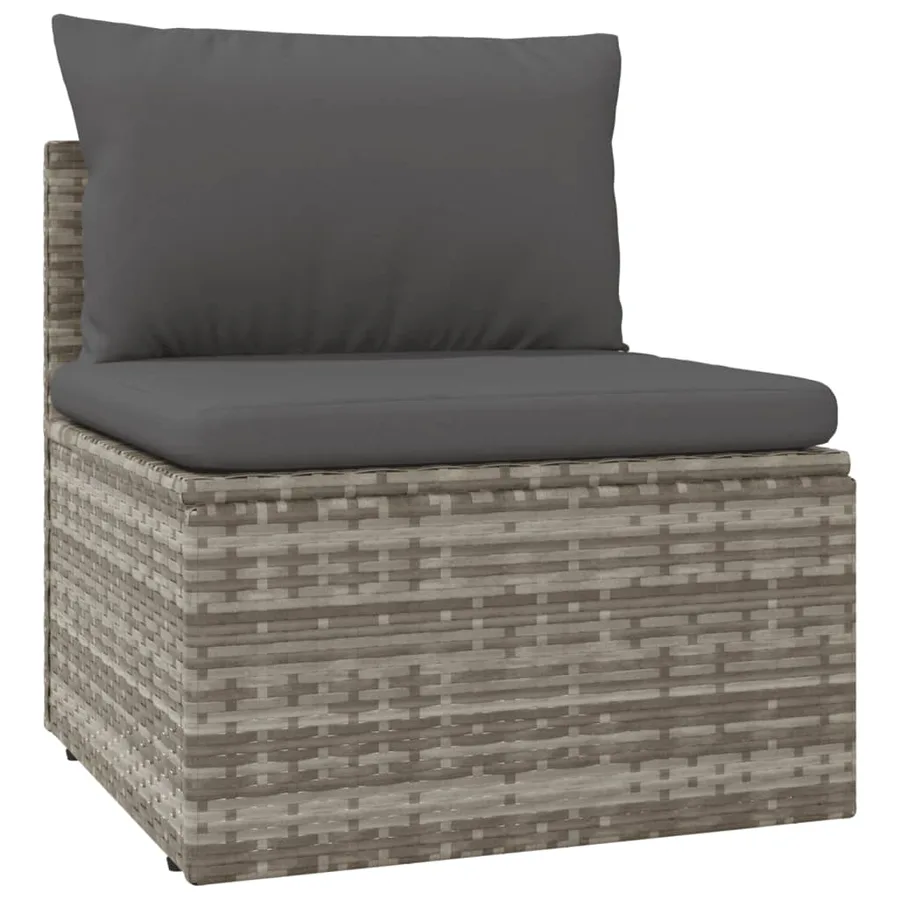 Salon de jardin 5 pcs avec coussins Gris Résine tressée - 5