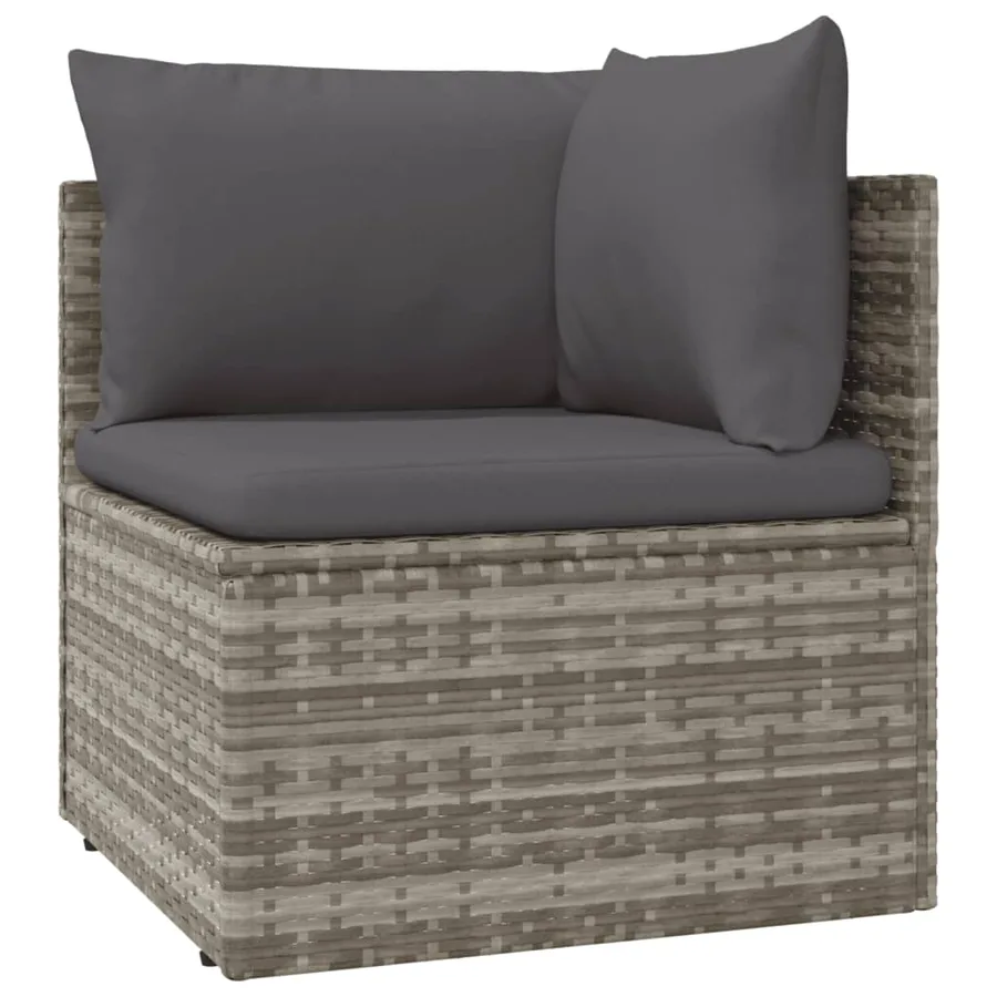 Salon de jardin 5 pcs avec coussins Gris Résine tressée - 6
