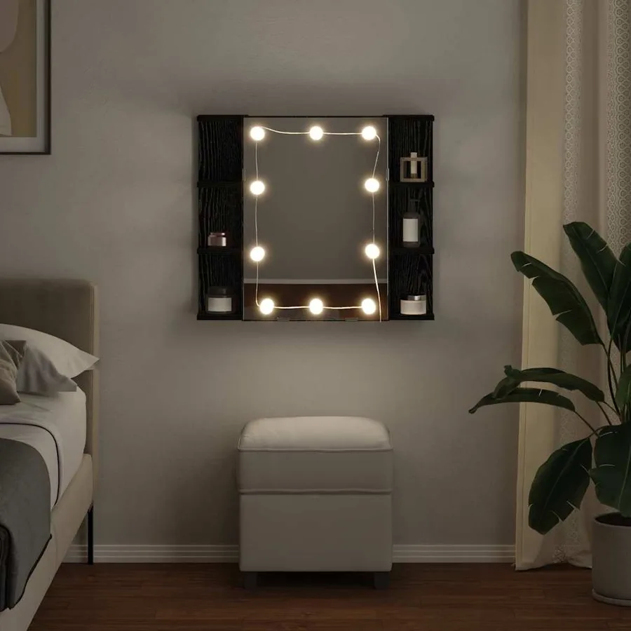 Armoire Miroir Chêne noir 70 x 16,5 x 60 cm Bois d'ingénierie - 4