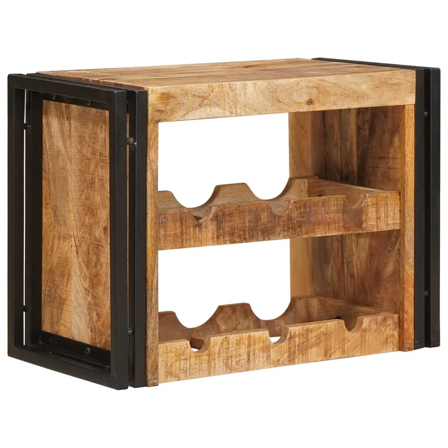 Étagère à vin Marron 60 x 45 x 33 cm Bois de mangue brut solide - 2