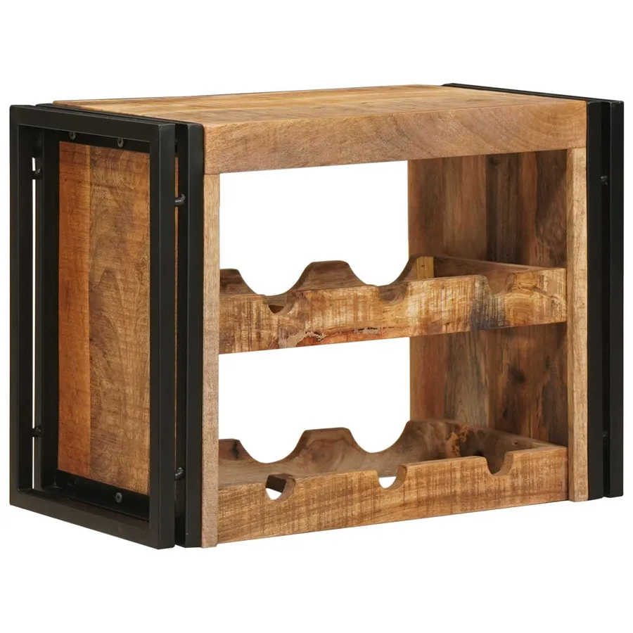 Étagère à vin Marron 60 x 45 x 33 cm Bois de mangue brut solide - 3